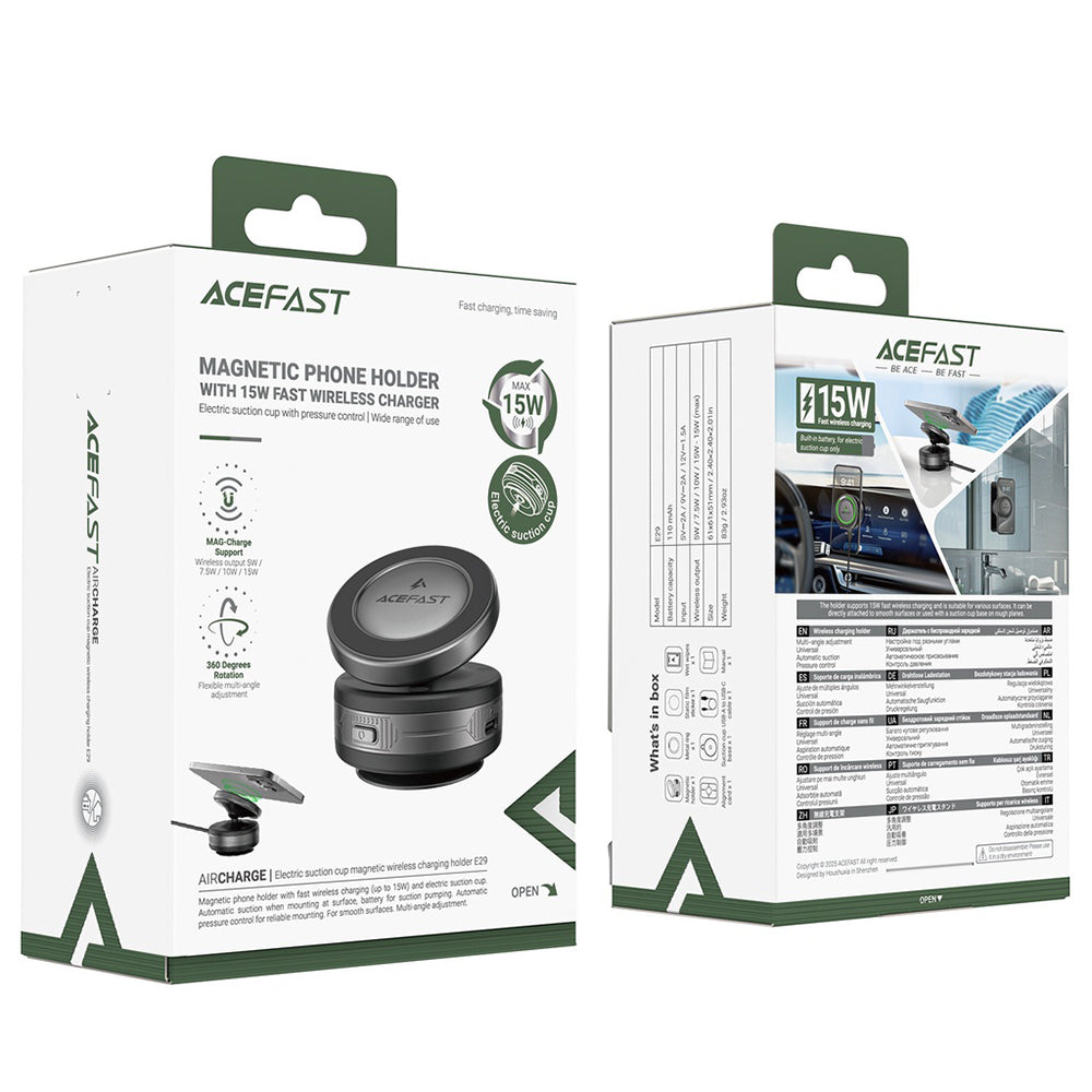 Incarcator Auto Wireless Acefast E29, 15W, 1.67A, Gri