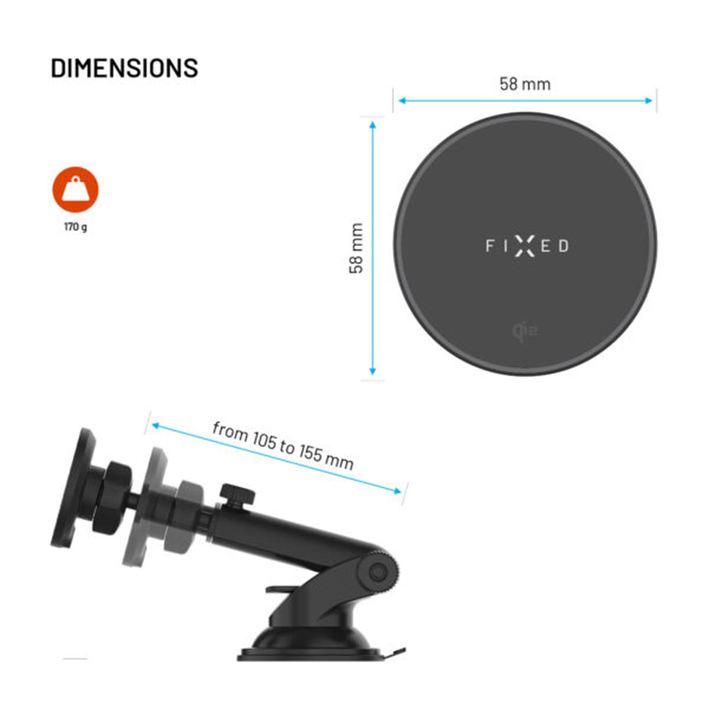 Incarcator Auto Wireless Fixed MagRound 2 XL, 15W, 1.67A, Negru