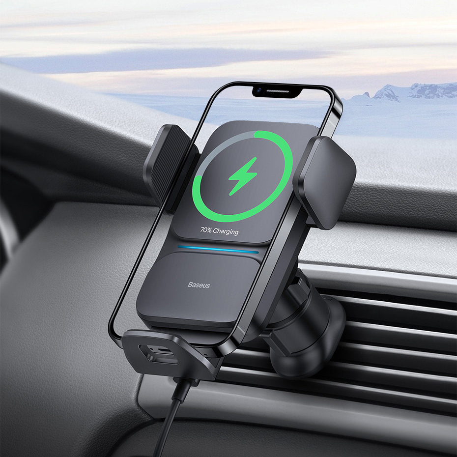 Incarcator Auto Wireless Baseus Wisdom Vent, 15W, 1.67A, Negru CGZX000001