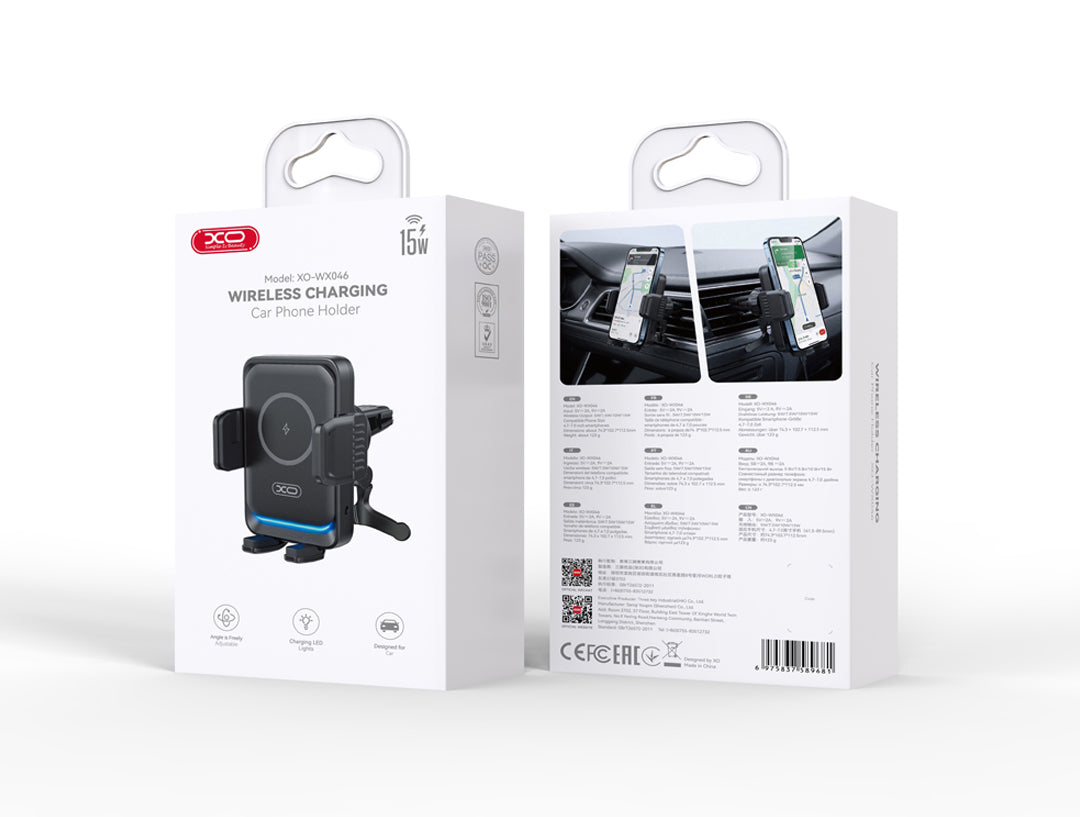 Incarcator Auto Wireless XO Design WX046, 15W, 1.67A, Negru