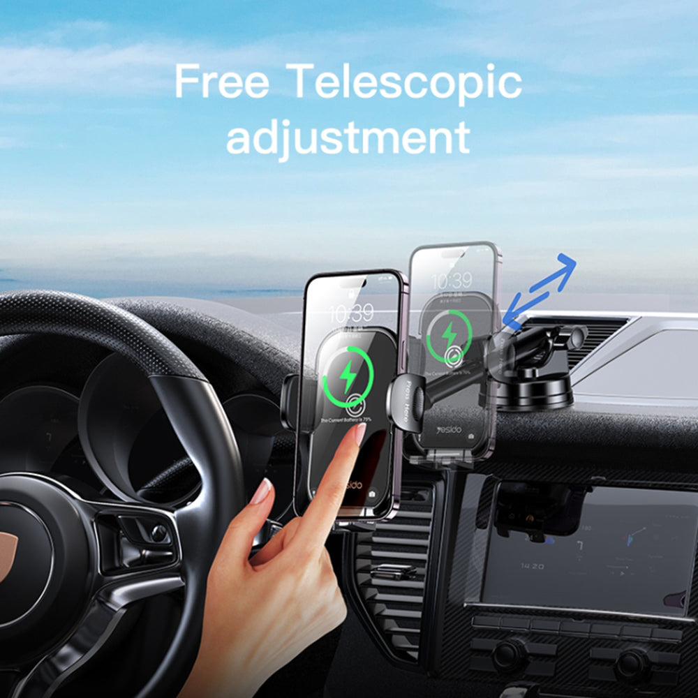 Incarcator Auto Wireless Yesido C197, 15W, 1.67A, Negru