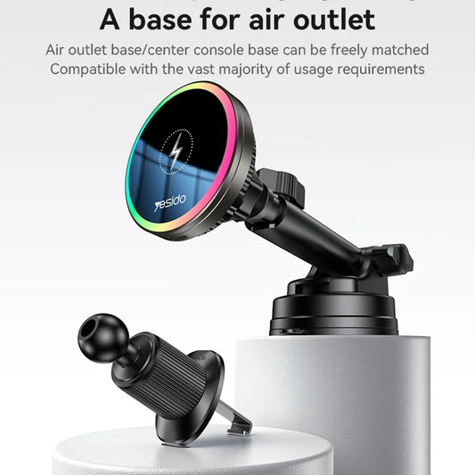 Incarcator Auto Wireless Yesido C315, 15W, 1.67A, Negru