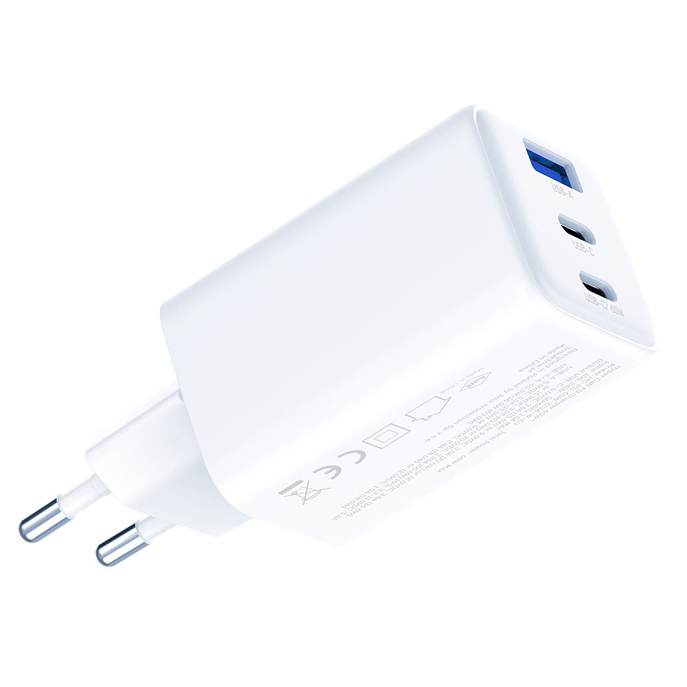 Incarcator Retea 3MK Hyper, 65W, 3.25A, 1 x USB-A - 2 x USB-C, Alb