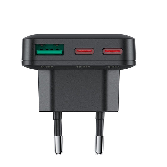 Incarcator Retea Acefast A100, 65W, 3.25A, 1 x USB-A - 2 x USB-C, Negru