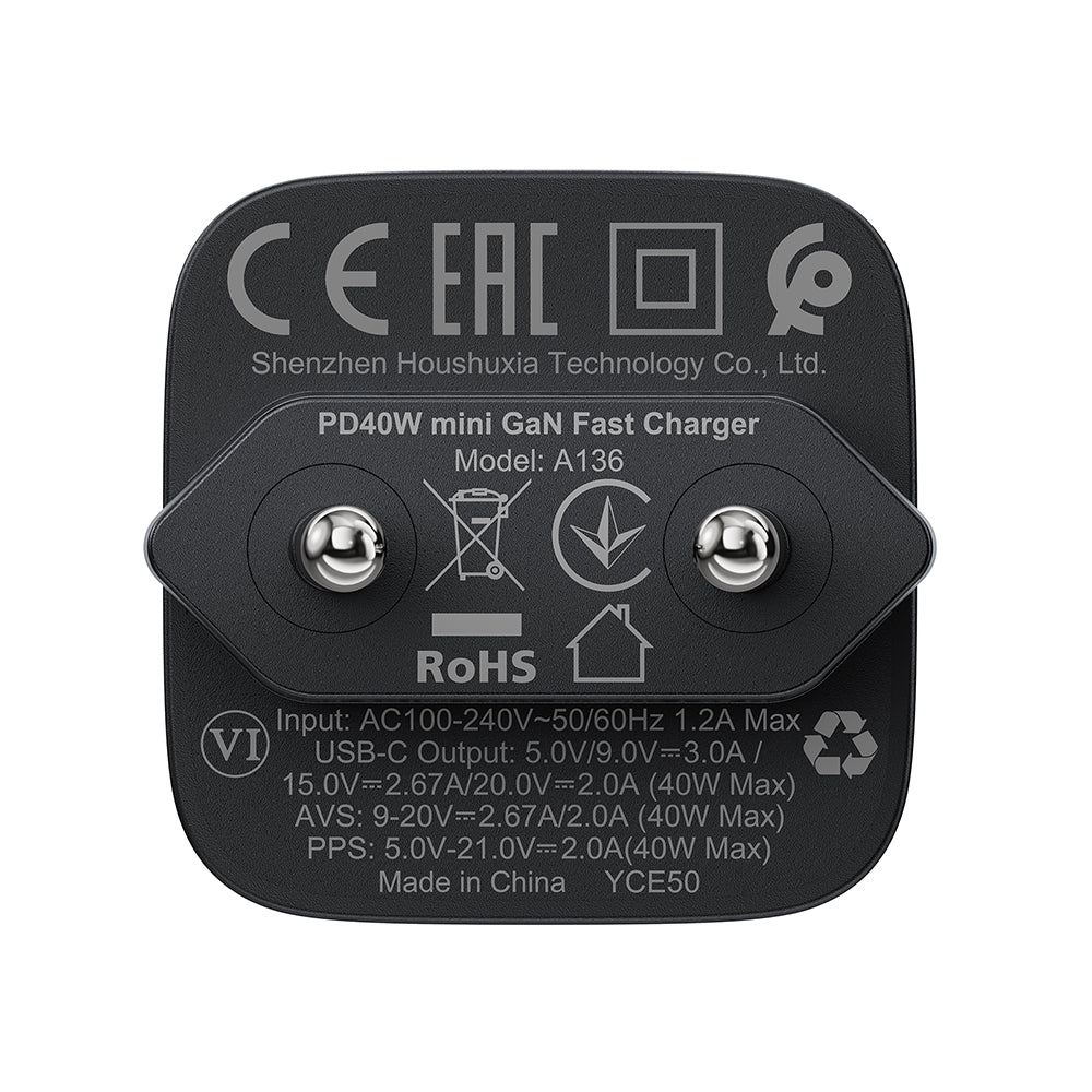 Incarcator Retea Acefast A136, 40W, 3A, 1 x USB-C, Negru