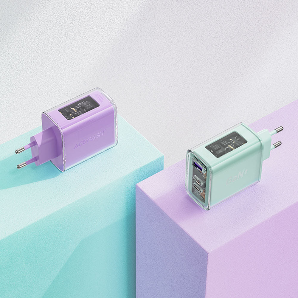 Incarcator Retea Acefast A45 Exploration, 65W, 3.25A, 1 x USB-A - 2 x USB-C, Gri