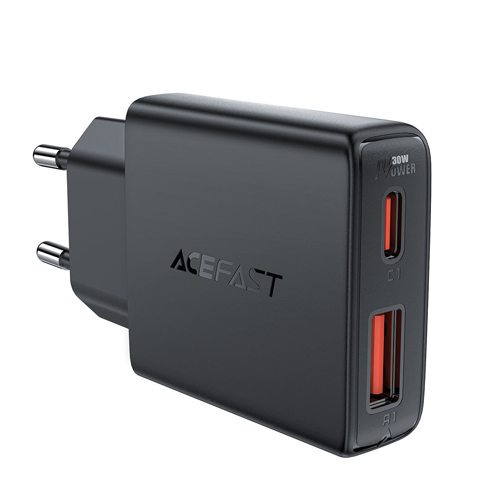 Incarcator Retea Acefast A69, 30W, 3A, 1 x USB-A - 1 x USB-C, Negru
