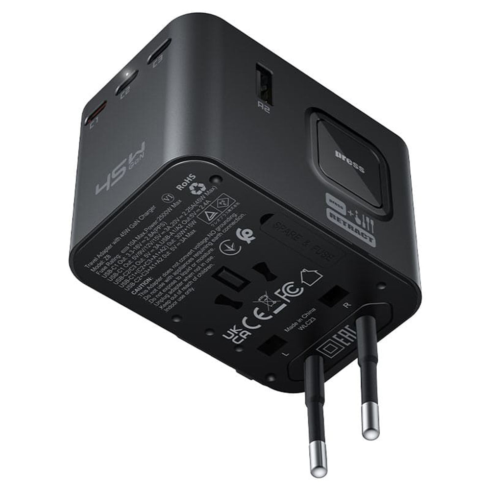 Incarcator Retea Acefast Z8 Travel, 45W, 3A, 2 x USB-A - 3 x USB-C, Negru