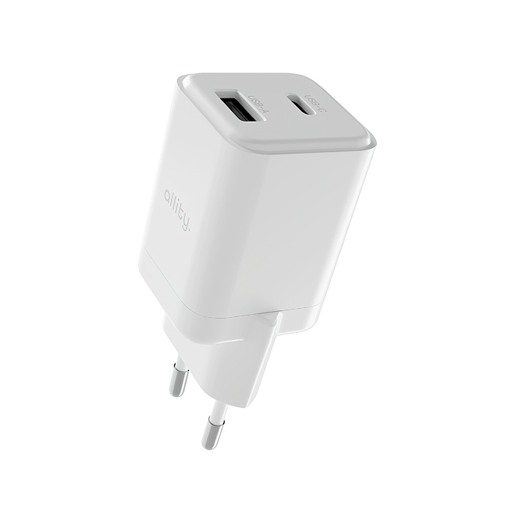 Incarcator Retea Allity. ATC-01-30WAC Mini, 30W, 3A, 1 x USB-A - 1 x USB-C, Alb