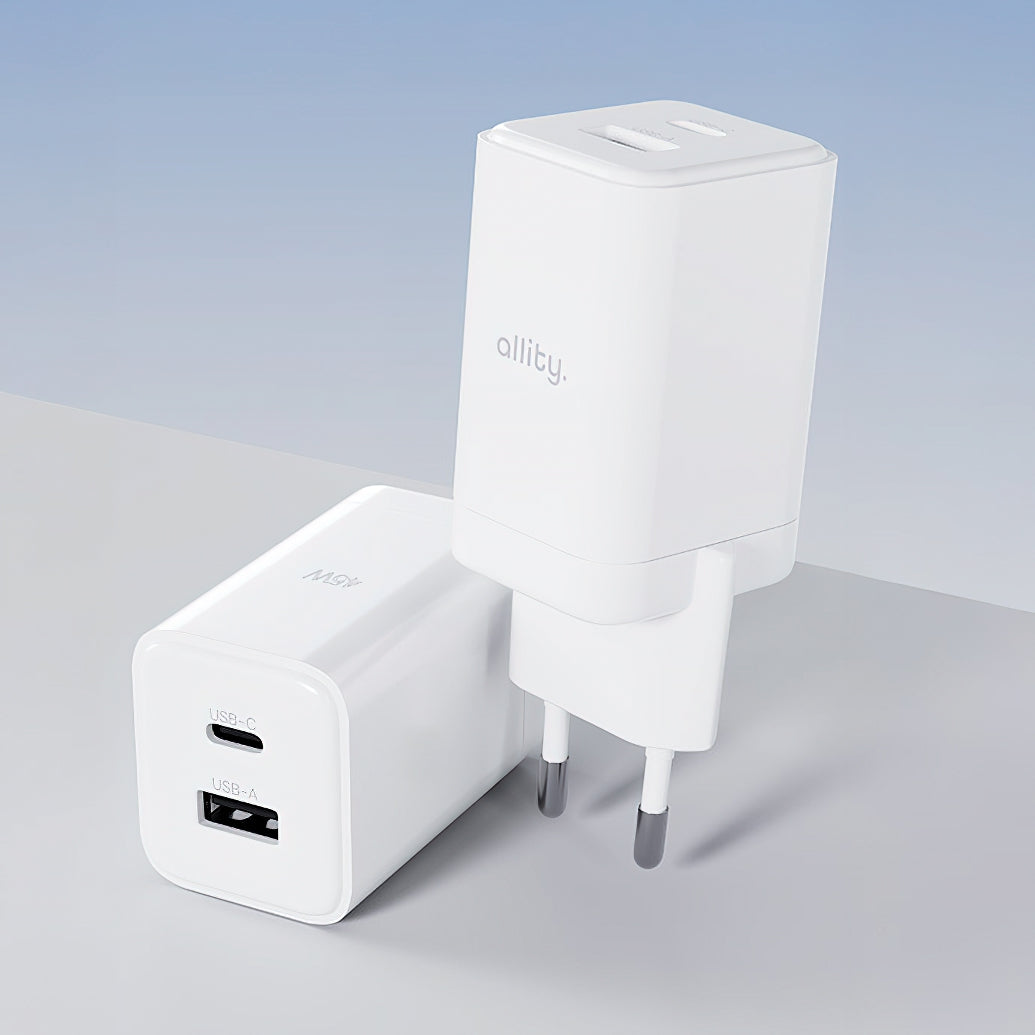 Incarcator Retea Allity. ATC-01-45WCC Fast, 45W, 3A, 1 x USB-A - 1 x USB-C, Alb