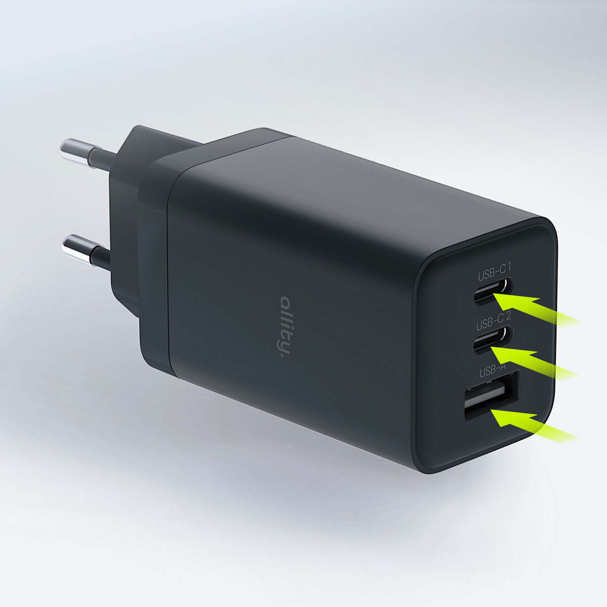 Incarcator Retea Allity. ATC-01-65WACC Fast, 65W, 3.25A, 1 x USB-A - 2 x USB-C, Negru