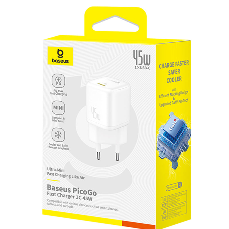 Incarcator Retea Baseus PicoGo, 45W, 3A, 1 x USB-C, Alb P10176800213-00