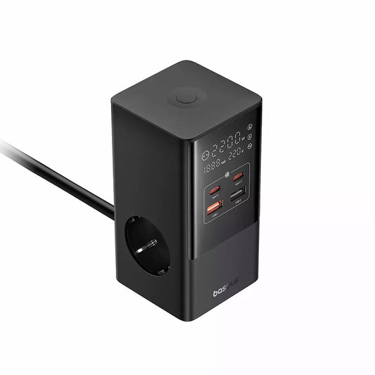 Incarcator Retea Baseus PowerCombo, 35W, 5A, 2 x USB-A - 2 x USB-C - 3 x Schuko, Negru, Resigilat E00023606113-00