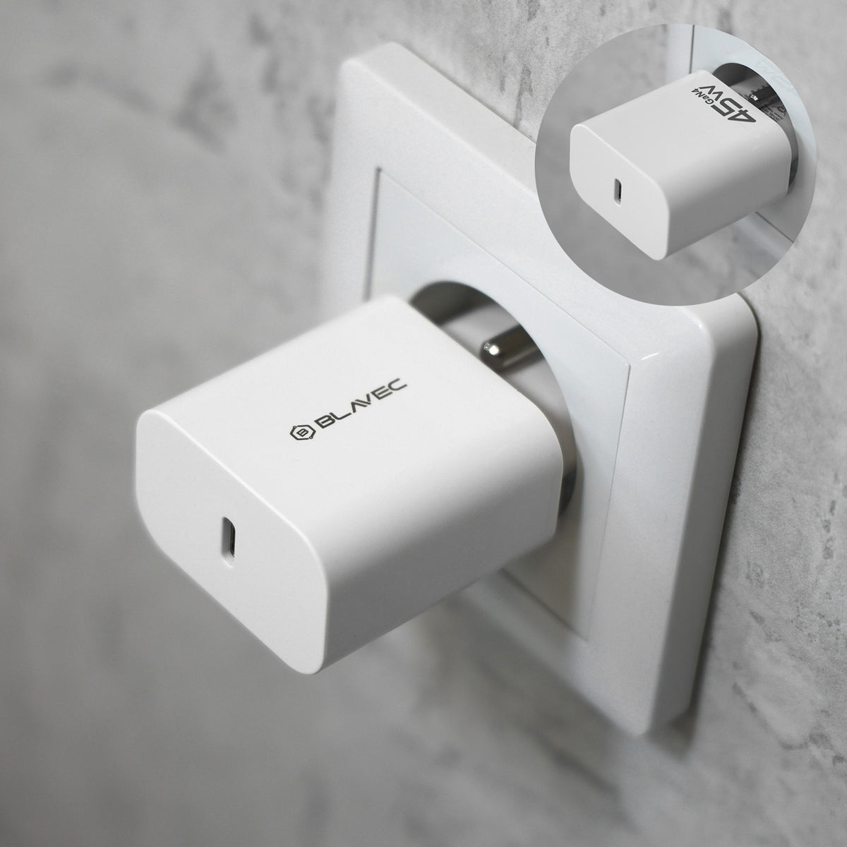 Incarcator Retea Blavec BC-7, 45W, 3A, 1 x USB-C, Alb