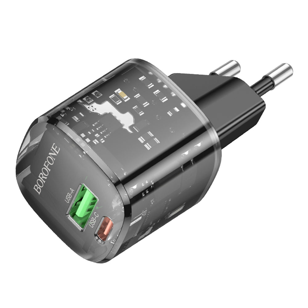 Incarcator Retea Borofone BN17 Sunlight, 20W, 3A, 1 x USB-A - 1 x USB-C, Negru