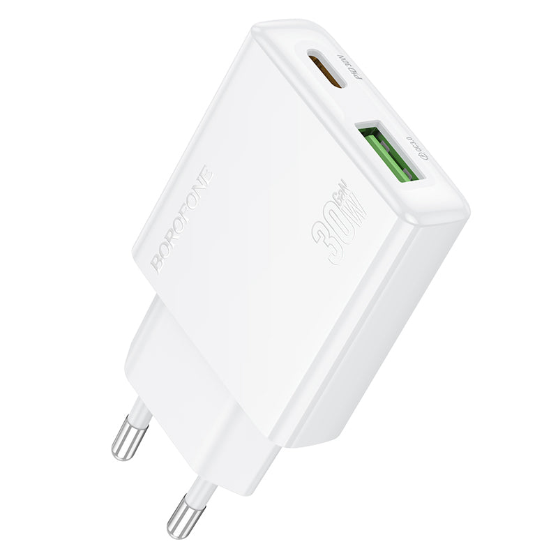 Incarcator Retea Borofone BN25 Wish, 30W, 3A, 1 x USB-A - 1 x USB-C, Alb