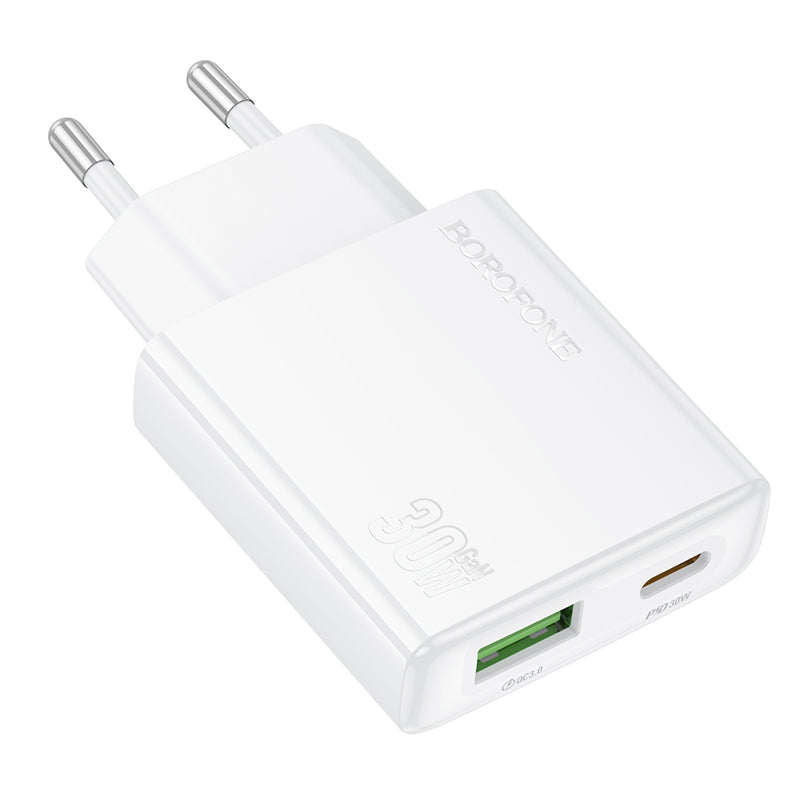 Incarcator Retea Borofone BN25 Wish, 30W, 3A, 1 x USB-A - 1 x USB-C, Alb
