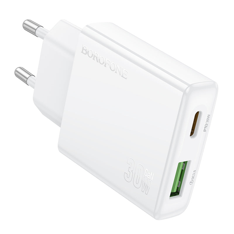 Incarcator Retea Borofone BN25 Wish, 30W, 3A, 1 x USB-A - 1 x USB-C, Alb