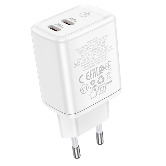 Incarcator Retea Borofone BN9, 35W, 3A, 2 x USB-C, Alb