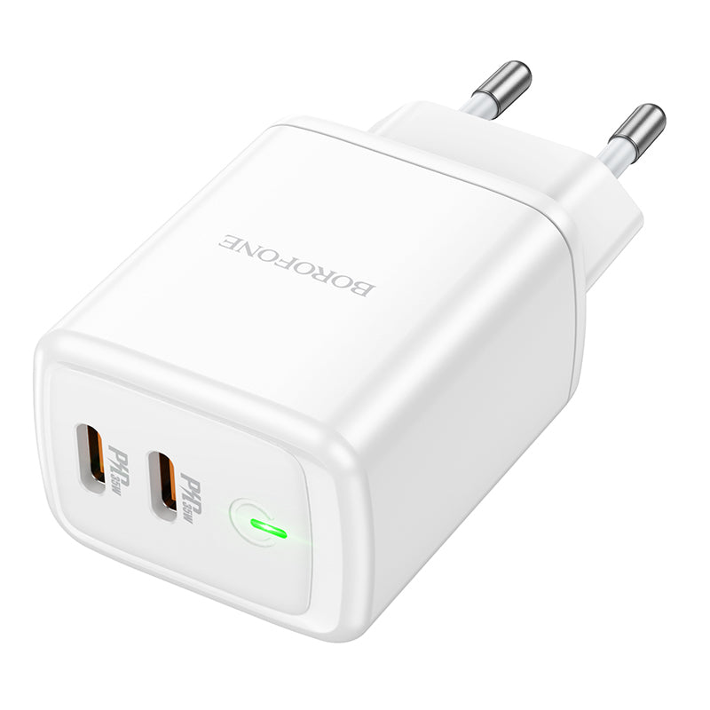 Incarcator Retea Borofone BN9, 35W, 3A, 2 x USB-C, Alb