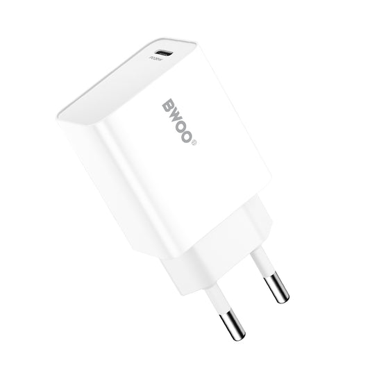 Incarcator Retea BWOO CDA226, 20W, 3A, 1 x USB-C, Alb