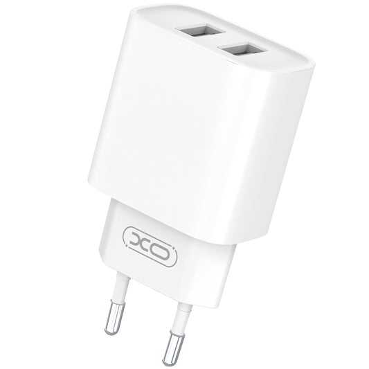 Incarcator Retea Cu Cablu microUSB XO Design CE02C, 10.5W, 2.1A, 2 x USB-A, Alb