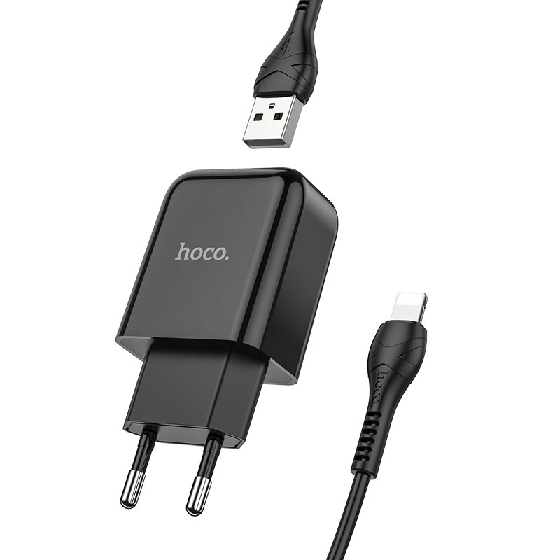 Incarcator Retea cu Cablu Lightning HOCO N2, 10W, 2A, 1 x USB-A, Negru