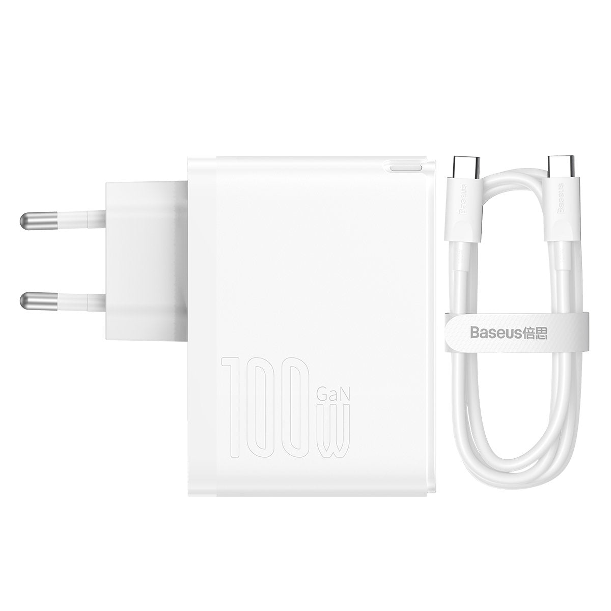Incarcator Retea cu Cablu USB-C Baseus GaN5 Pro, 100W, 3A, 1 x USB-A - 1 x USB-C, Alb CCGP090202