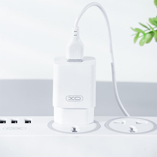 Incarcator Retea Cu Cablu microUSB XO Design L99, 12W, 2.4A, 1 x USB-A, Alb