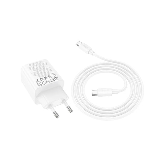 Incarcator Retea Cu Cablu USB-C HOCO N56, 30W, 3A, 2 x USB-A - 2 x USB-C, Alb