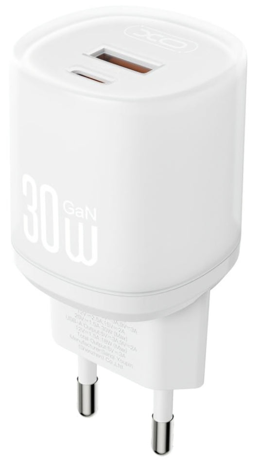 Incarcator Retea Cu Cablu Lightning XO Design L151, 30W, 3A, 1 x USB-A - 1 x USB-C, Alb