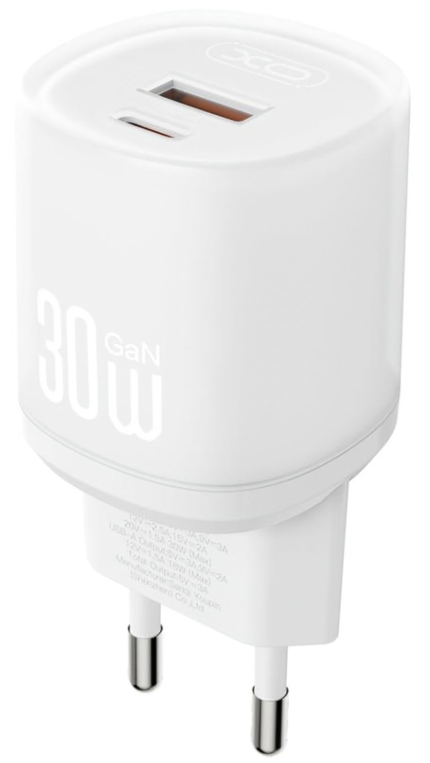 Incarcator Retea Cu Cablu USB-C XO Design L151, 30W, 3A, 1 x USB-A - 1 x USB-C, Alb