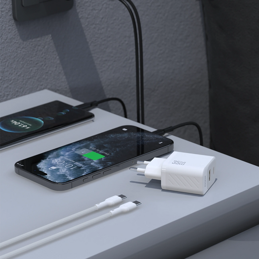 Incarcator Retea Cu Cablu USB-C Dudao A27Max, 35W, 1 x USB-A - 1 x USB-C, Alb