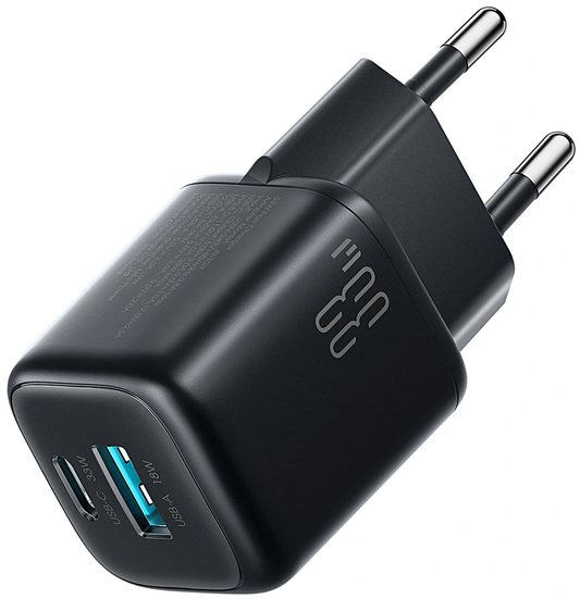 Incarcator Retea Cu Cablu Lightning Joyroom JR-TG7, 33W, 3A, 1 x USB-A - 1 x USB-C, Negru