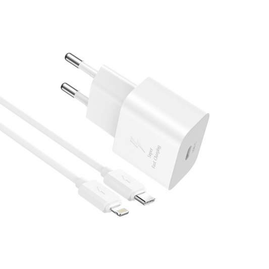 Incarcator Retea Cu Cablu Lightning XO Design L167, 25W, 3A, 1 x USB-C, Alb