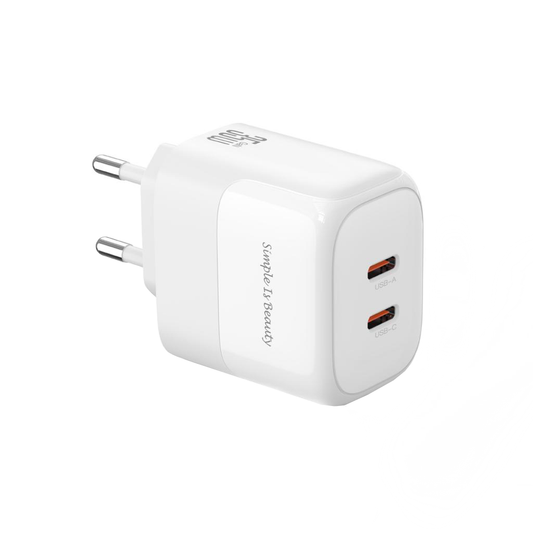 Incarcator Retea Cu Cablu USB-C XO Design L140, 35W, 3A, 2 x USB-C, Alb