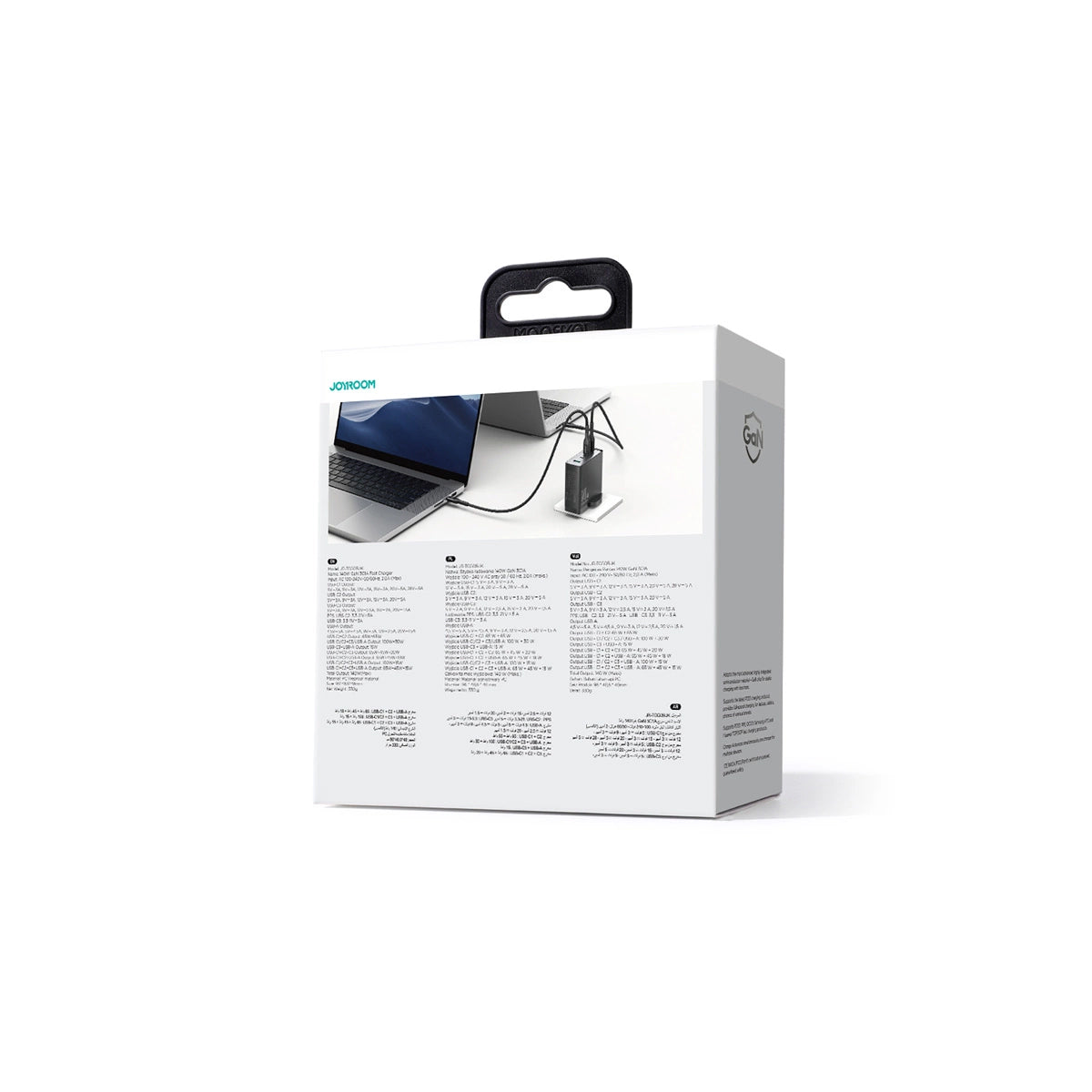 Incarcator Retea Cu Cablu USB-C Joyroom JR-TCG05UK, 140W, 5A, 1 x USB-A - 3 x USB-C, UK, Negru