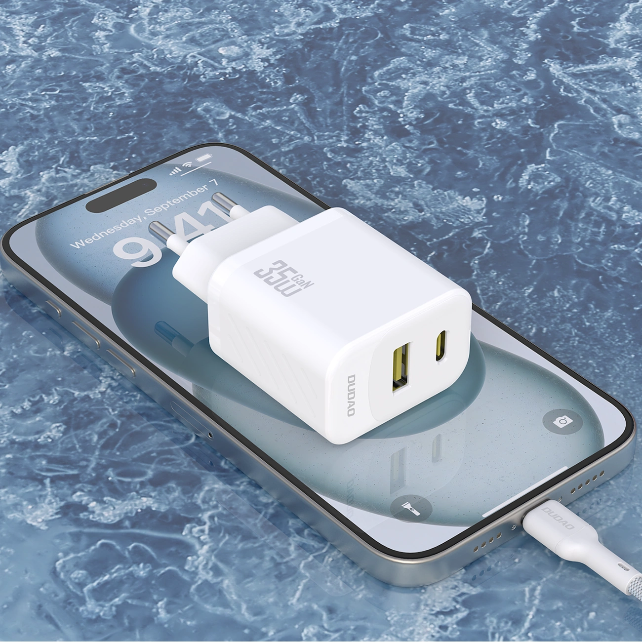 Incarcator Retea Cu Cablu USB-C Dudao A27Max, 35W, 1 x USB-A - 1 x USB-C, Alb
