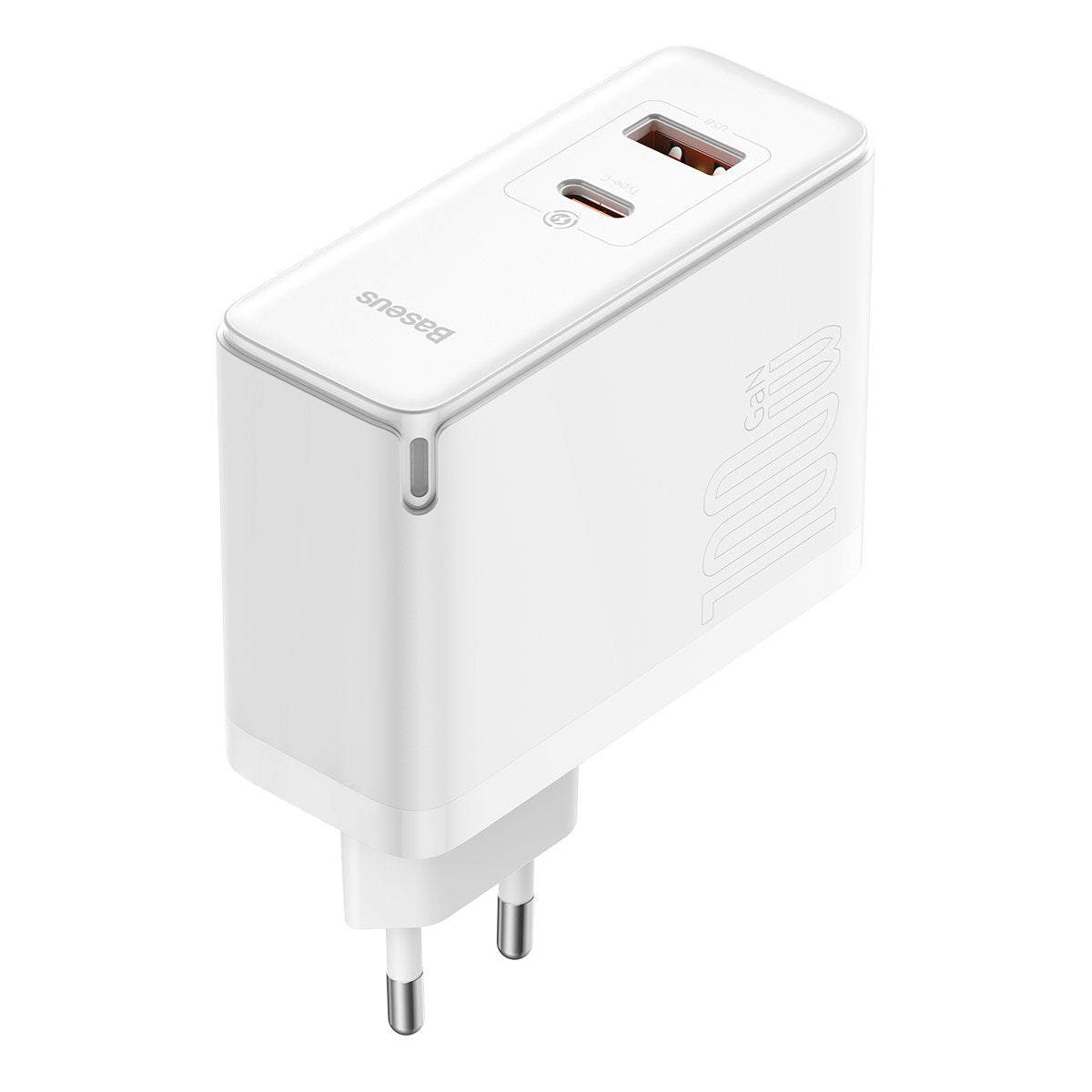 Incarcator Retea cu Cablu USB-C Baseus GaN5 Pro, 100W, 3A, 1 x USB-A - 1 x USB-C, Alb CCGP090202