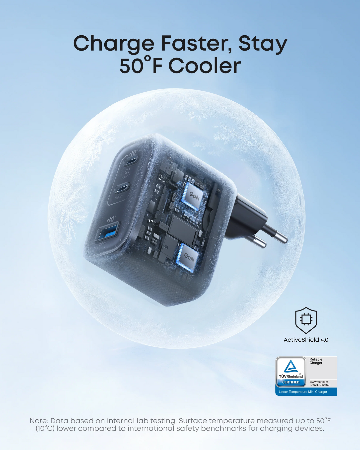 Incarcator Retea Cu Cablu USB-C Anker Nano, 70W, 3.5A, 1 x USB-A - 2 x USB-C, Gri B121A311