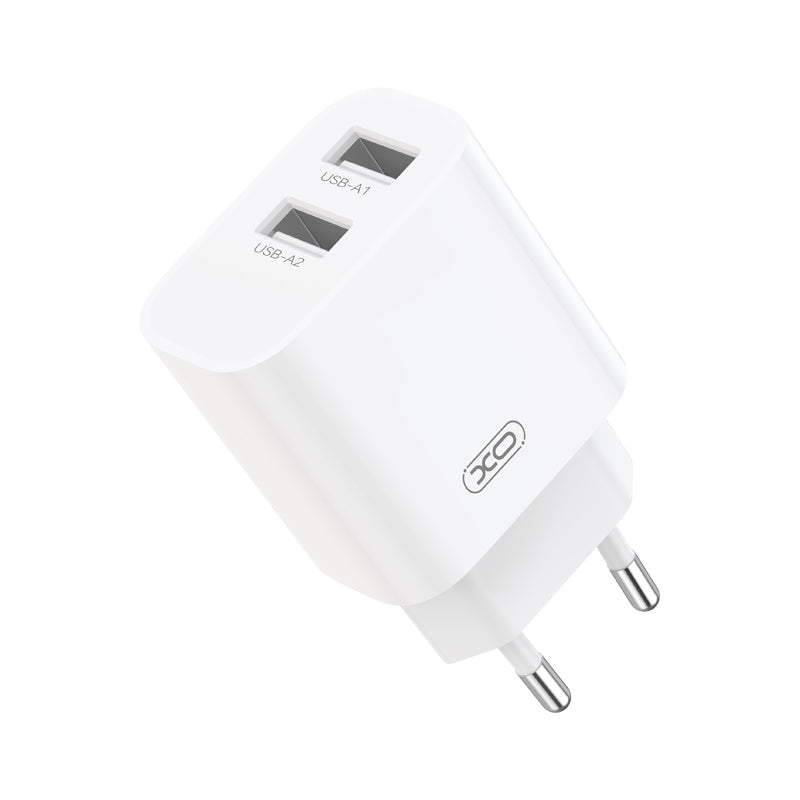 Incarcator Retea Cu Cablu Lightning XO Design CE55, 12W, 2.4A, 2 x USB-A, Alb
