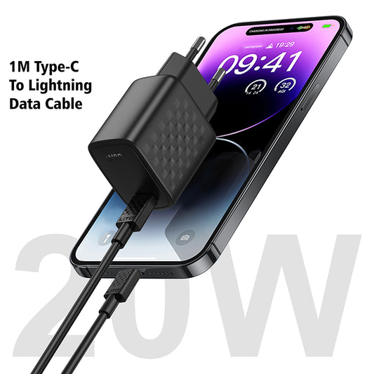 Incarcator Retea Cu Cablu Lightning Lito LC13L, 20W, 3A, 1 x USB-C, Negru