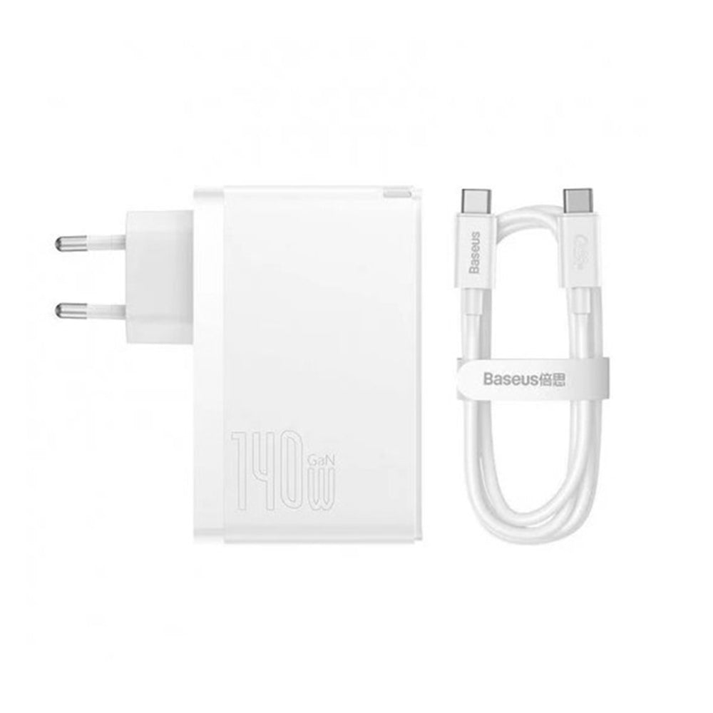 Incarcator Retea Cu Cablu USB-C Baseus GaN5 Pro, 140W, 5A, 1 x USB-A - 2 x USB-C, Alb CCGP100202