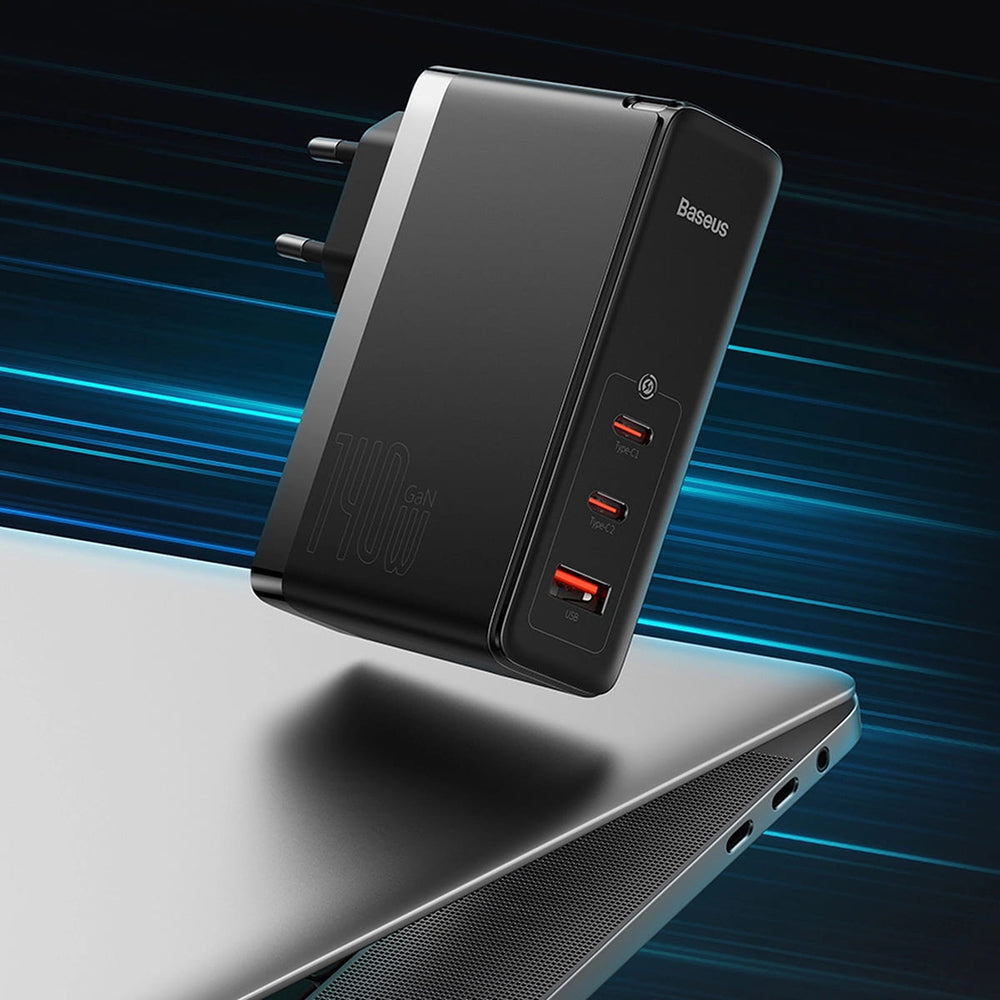 Incarcator Retea Cu Cablu USB-C Baseus GaN5 Pro, 140W, 5A, 1 x USB-A - 2 x USB-C, Alb CCGP100202