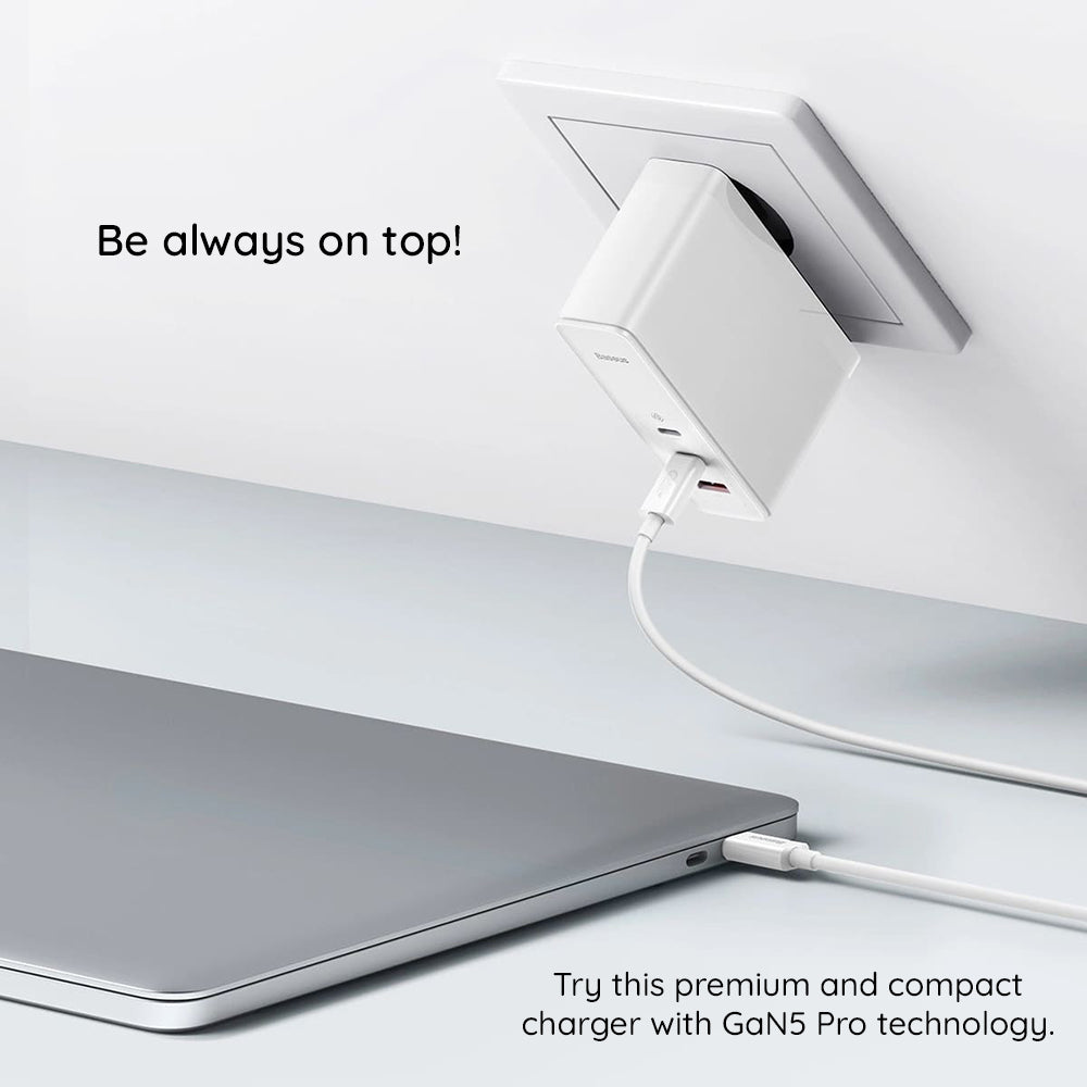Incarcator Retea Cu Cablu USB-C Baseus GaN5 Pro, 140W, 5A, 1 x USB-A - 2 x USB-C, Alb CCGP100202