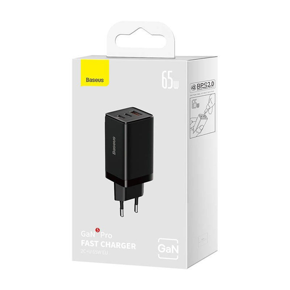 Incarcator Retea Cu Cablu USB-C Baseus GaN5 Pro, 65W, 3.25A, 1 x USB-A - 2 x USB-C, Negru C0206500