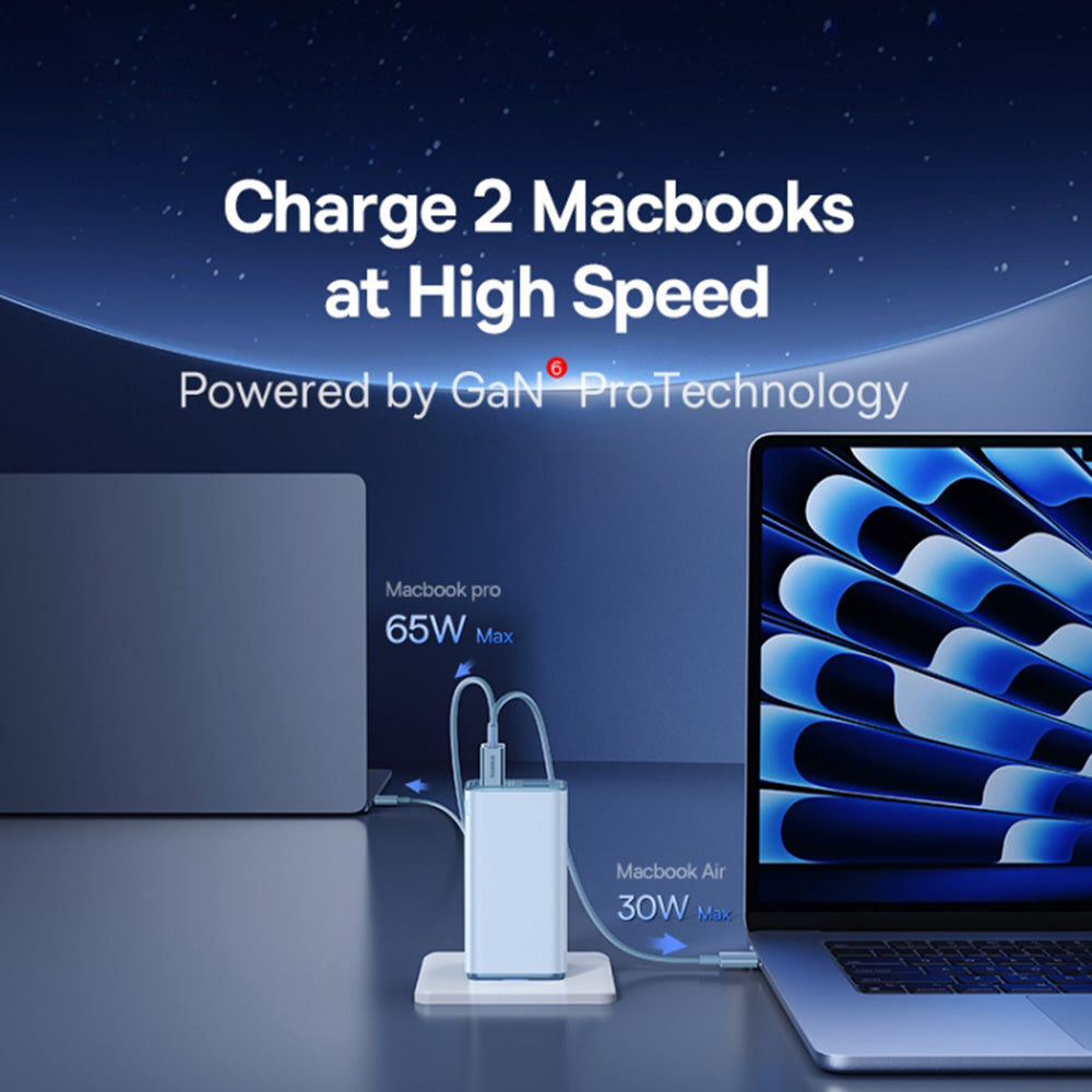 Incarcator Retea Cu Cablu USB-C Baseus GaN6 Pro, 100W, 3.25A, 2 x USB-A - 2 x USB-C, Albastru P10162705312-00