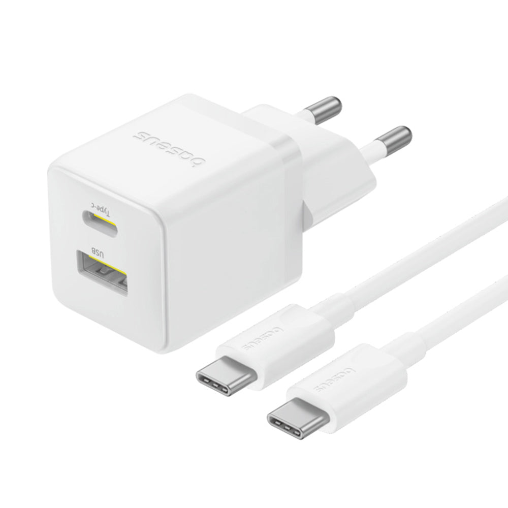 Incarcator Retea Cu Cablu USB-C Baseus Palm, 30W, 3A, 1 x USB-A - 1 x USB-C, Alb P1011160A213-01
