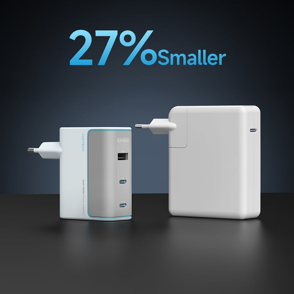 Incarcator Retea cu Cablu USB-C Cuktech, 100W, 5A, 1 x USB-A - 2 x USB-C, Alb CKAD1003EUGW