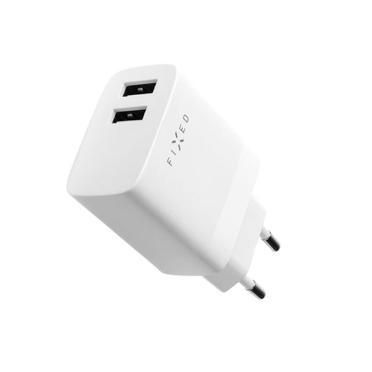 Incarcator Retea Cu Cablu USB-C Fixed, 17W, 3A, 2 x USB-A, Alb